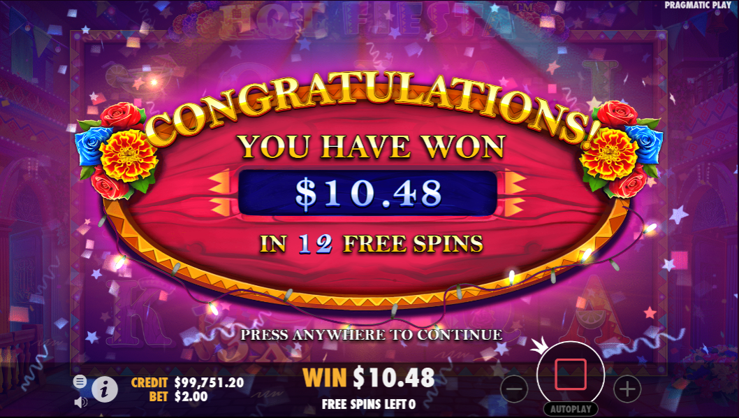 Hot Fiesta Free Spins Win