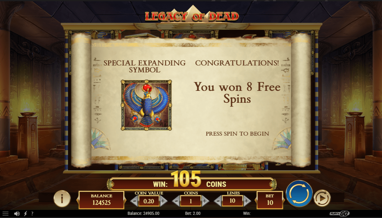 Legacy of Dead Free Spins to begin