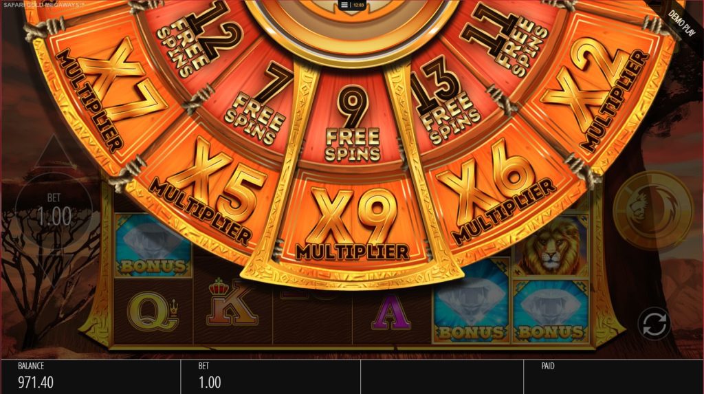 Safari Gold Megaways Free spins wheel