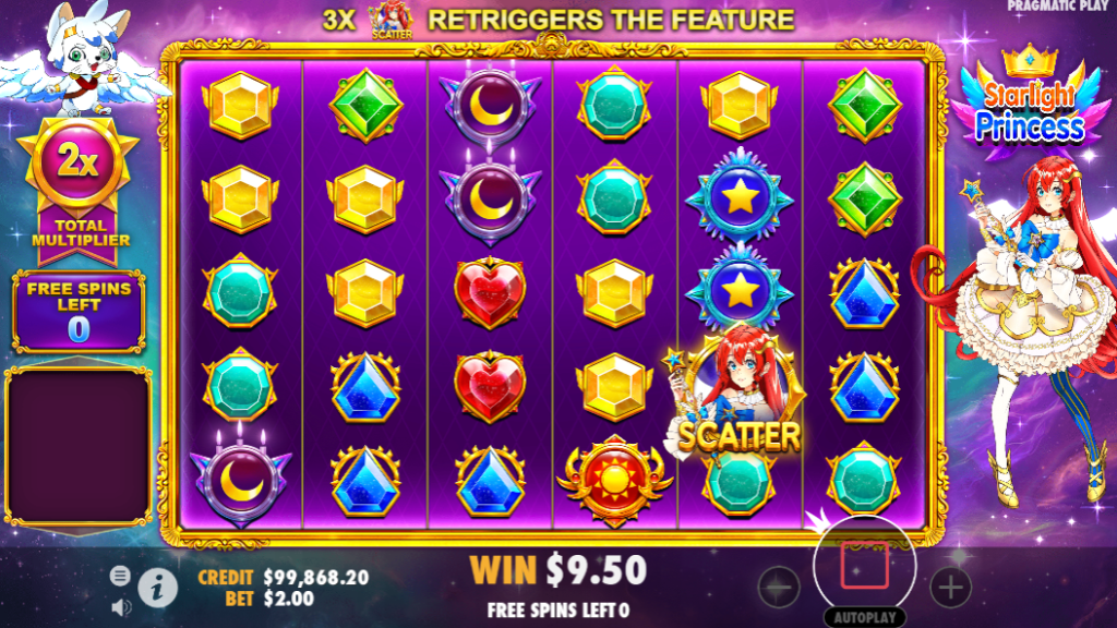 Starlight Princess Free Spins Bonus round